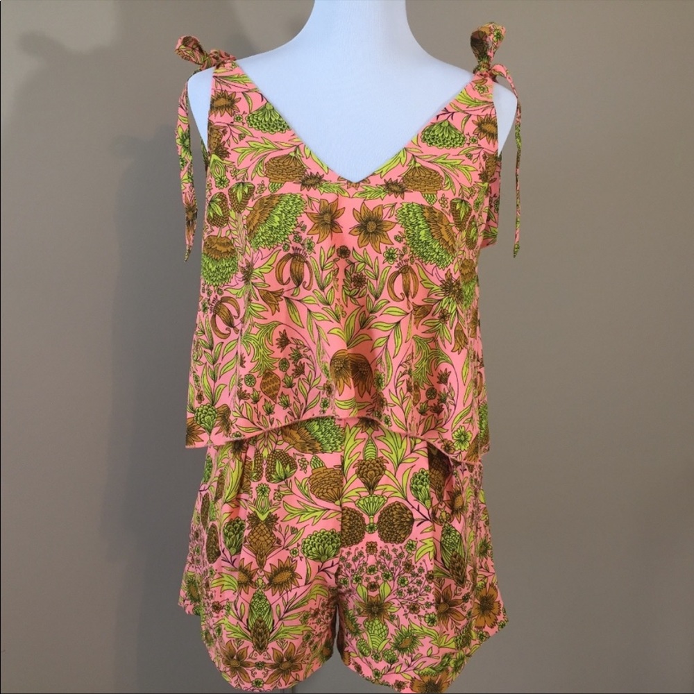 H&M Tropical neon short romper size US 6